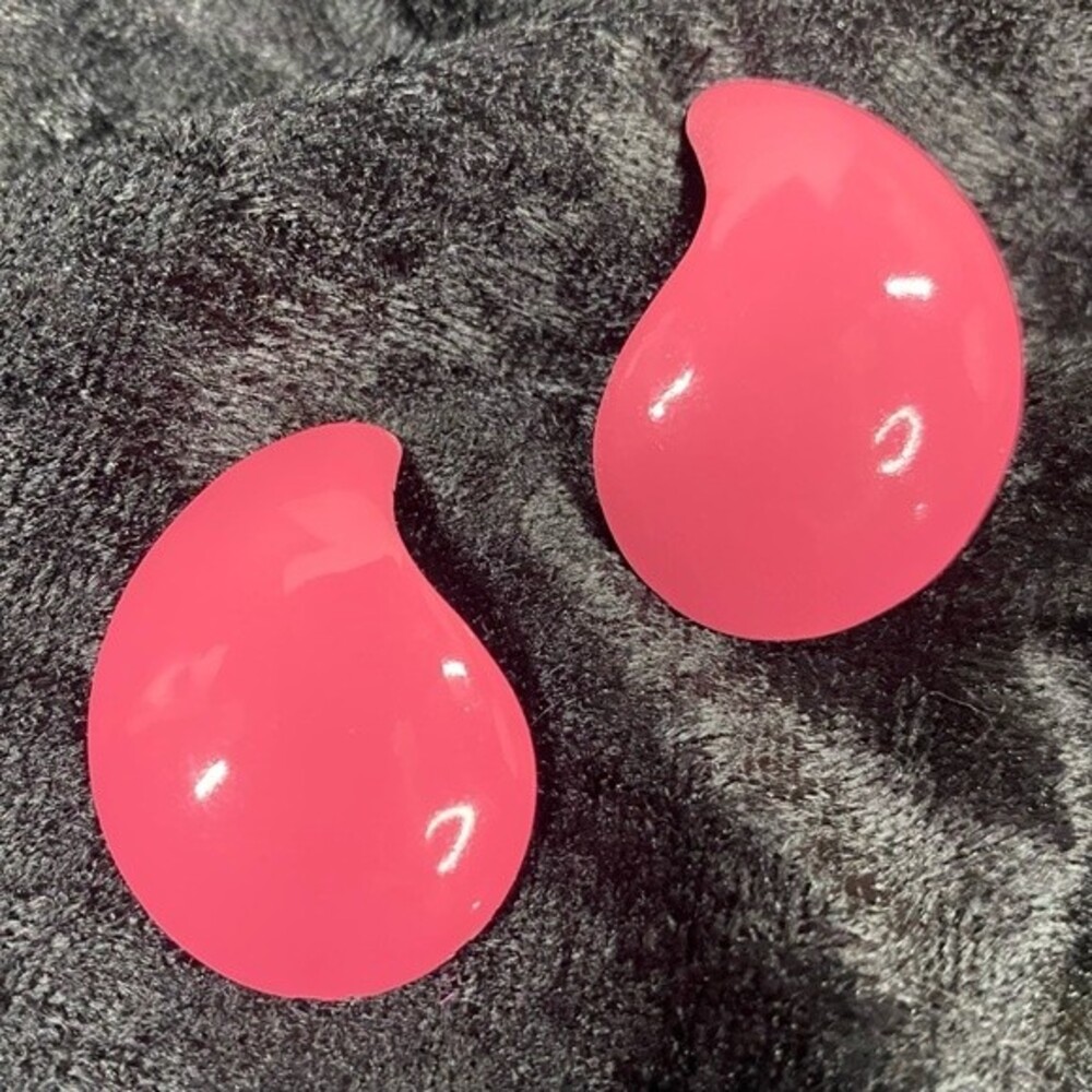 Pink Teardrop Shape Clip On Earrings 80s